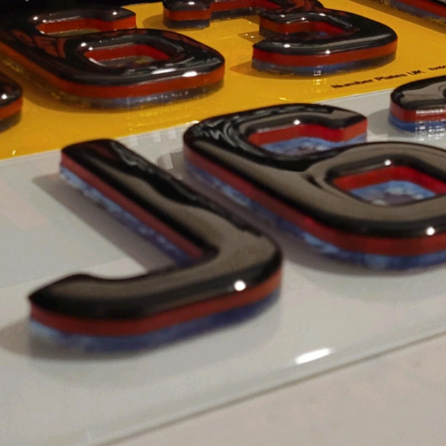 6mm M-Sport Neon Red &amp; Neon Blue 4D with Black Gel