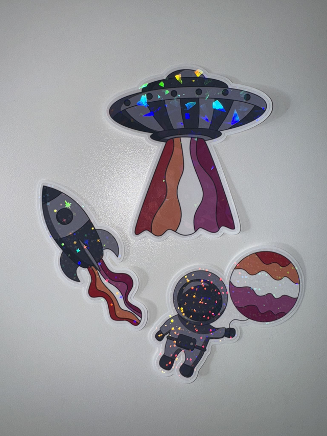 Galaxy Lesbian Pride Glitter Stickers