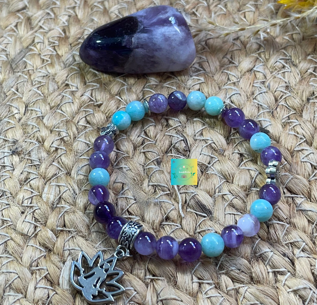 🪷🧘♀️ Bracelet en Amazonite et Améthyste