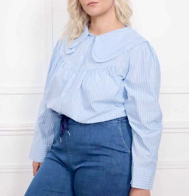 Chemise Double Col Rayures Bleu et Blanc GT Claudine