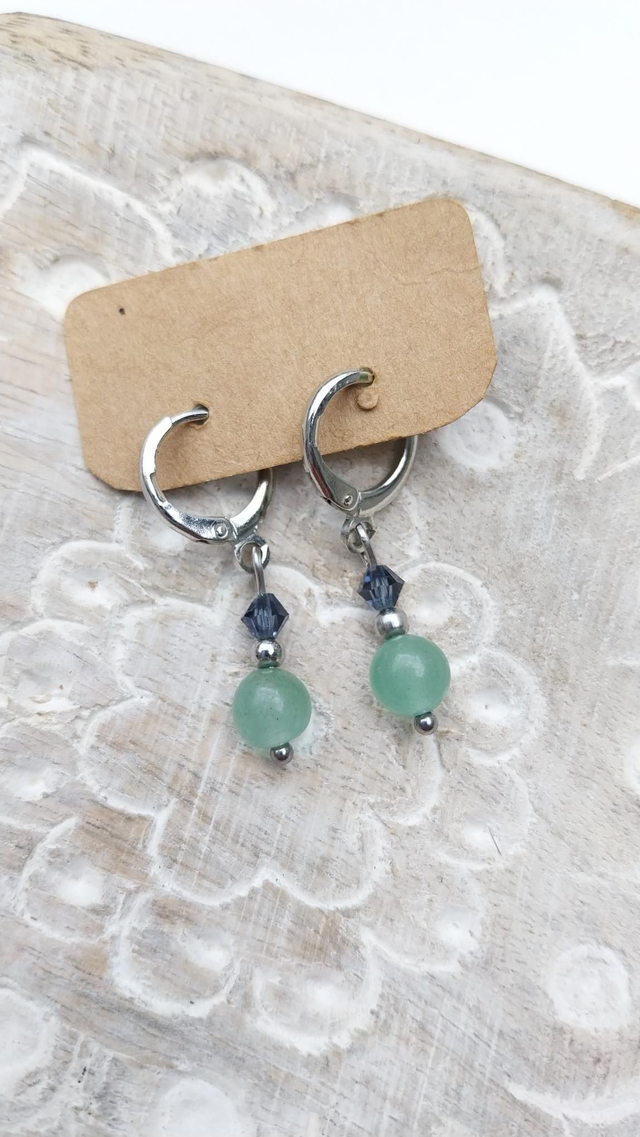 Boucles en Aventurine et verre de bohême 