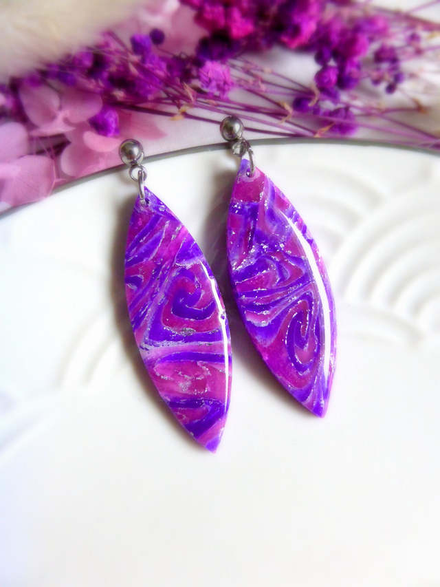 Boucles d'oreilles ogives - Eclat de lavande