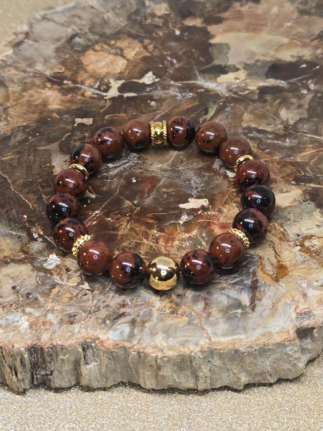 Bracelet Obsidienne acajou en 1 cm 