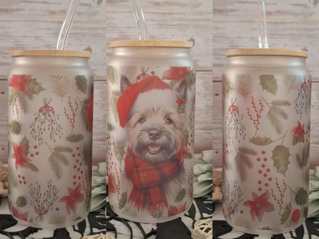 Verre givré cairn terrier de Noël