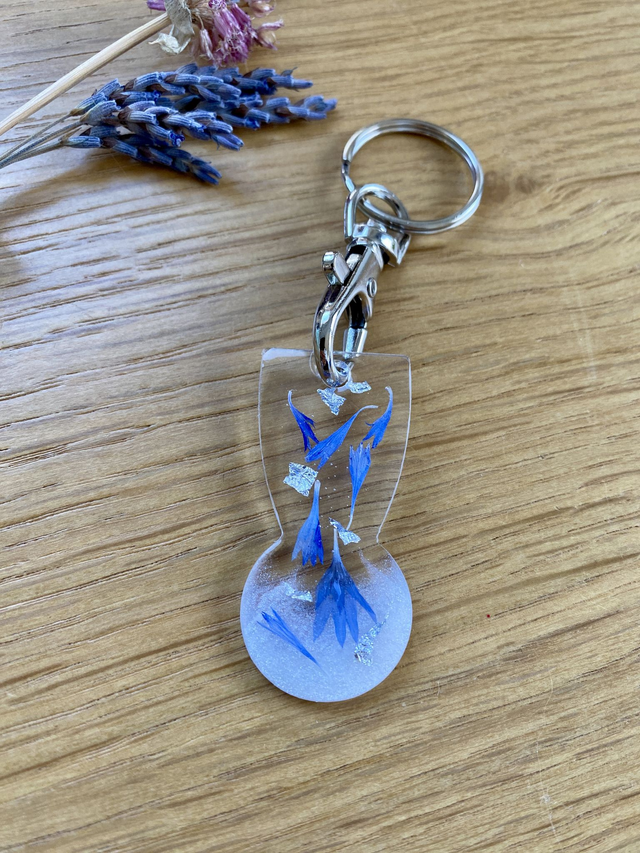 Porte clé jeton de caddie - bleuet