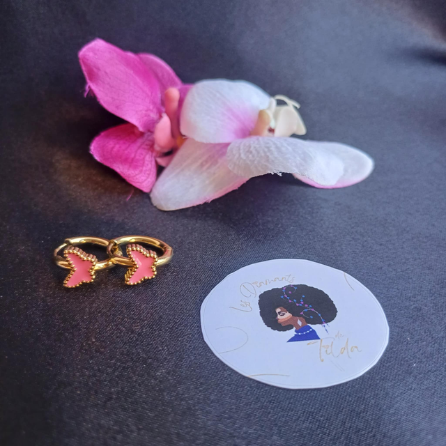 Mini boucles Papillon rose