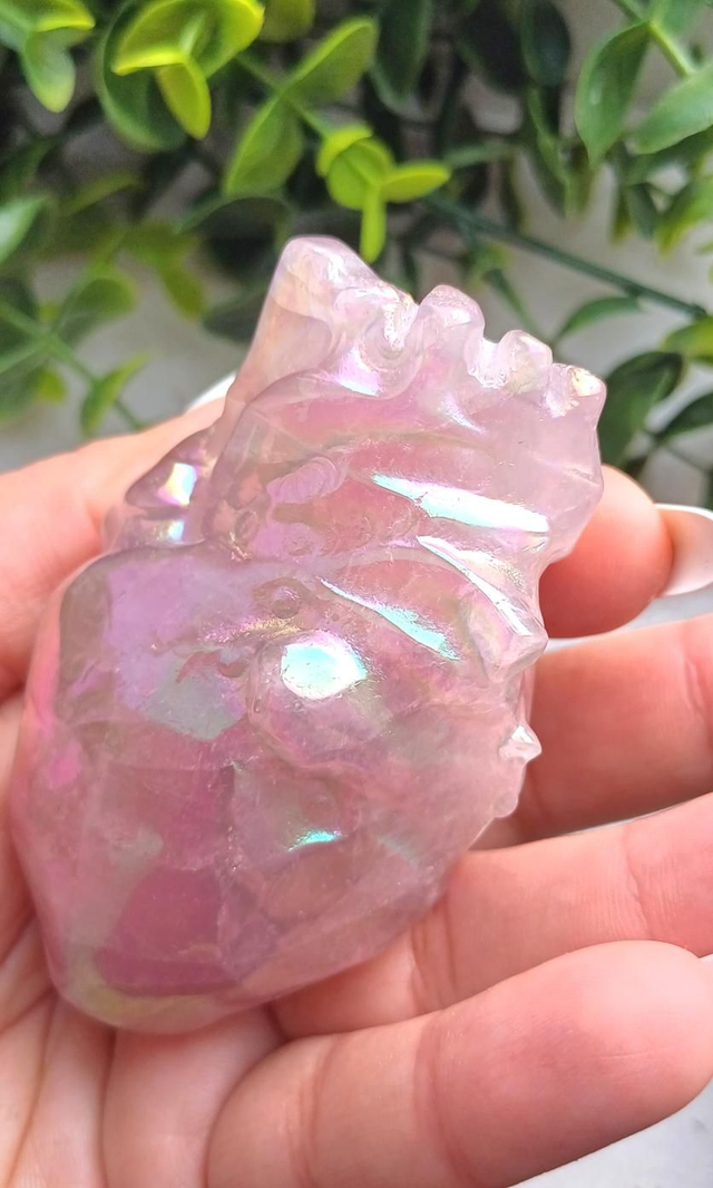 Aura Rose Quartz Anatomical Heart