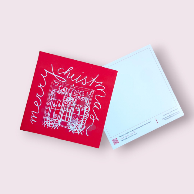 Postkarte. Quadratisch. "Coffeeshop at Christmas"