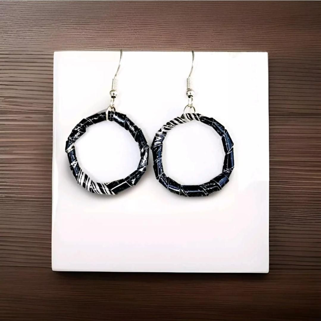 Aluminium Circle Round Pair Earring Dangle Drop ECO Handmade Unique Lightweight