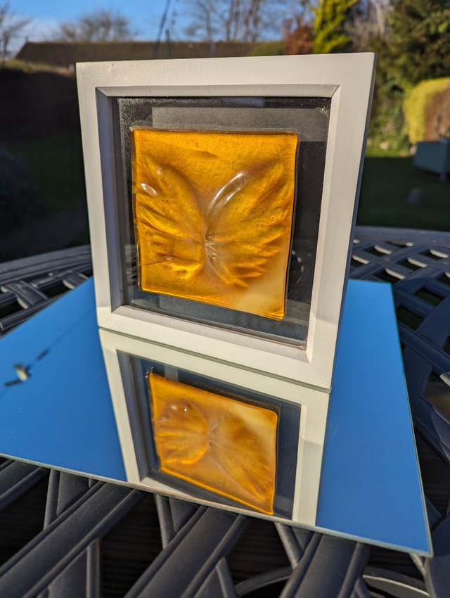 Amber wings in white frame