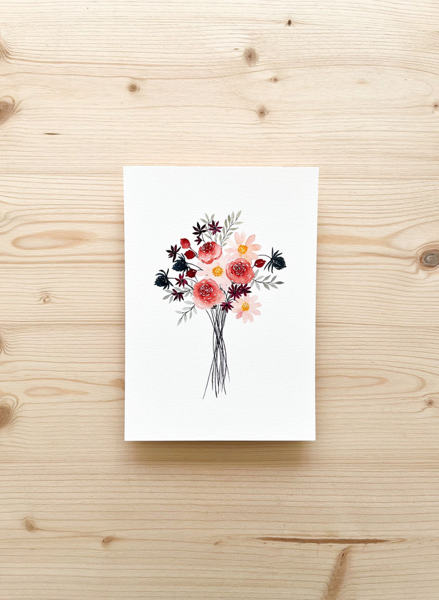 Affiche aquarelle A5 - Bouquet automnal