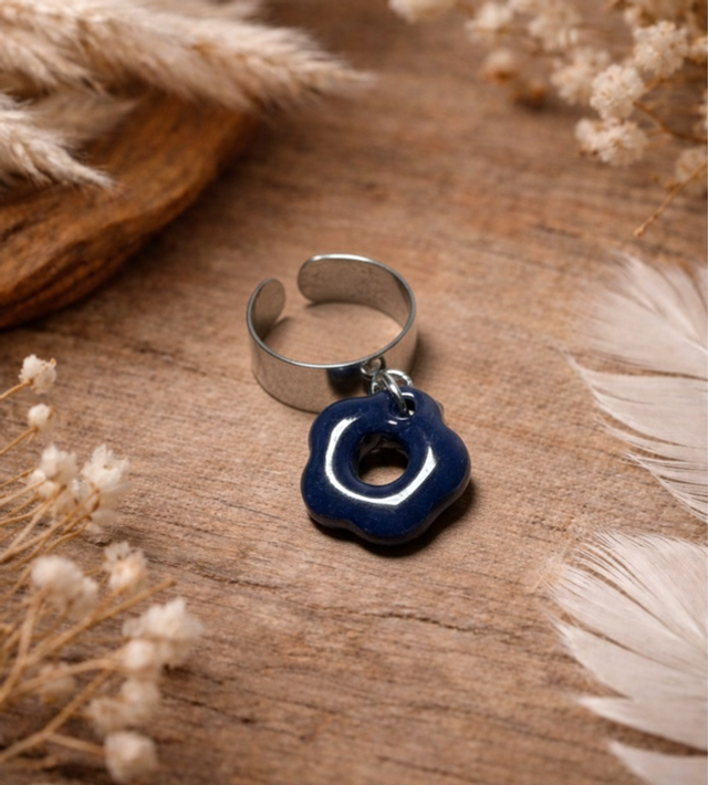 Argent 6mm Pampille Bleu Nuit 