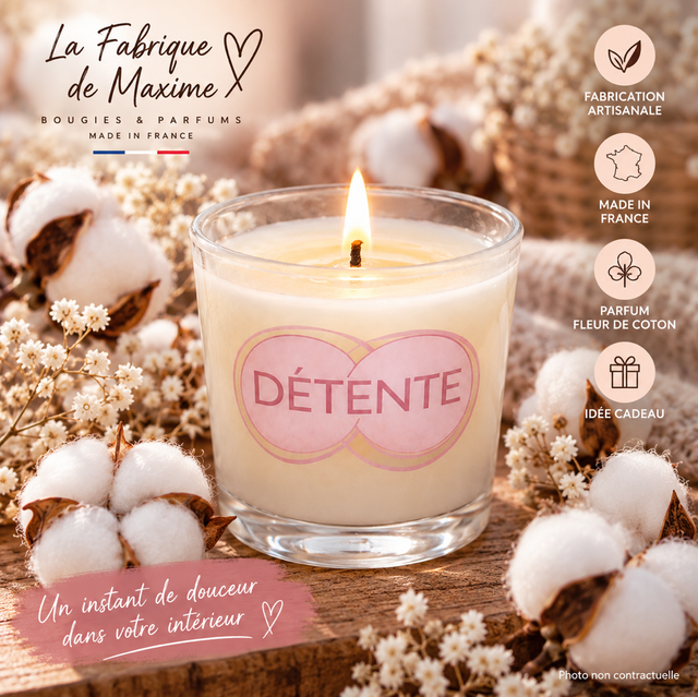 🤍 Bougie Fleur de Coton – Douceur Cocooning 100gr 🤍