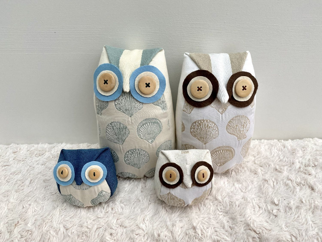 Boho Owl Doorstop with a FREE baby owl; Owl Ornament; Nature Lover, Handmade Owl Bookend, Unique Owl made in UK