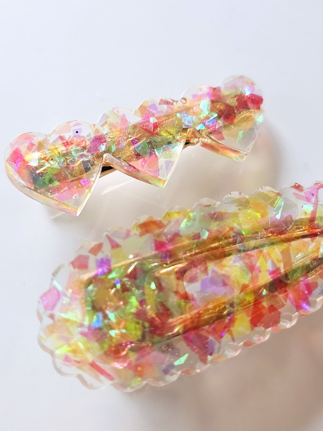 DUOS BARRETTES CONFETTIS FLUOS