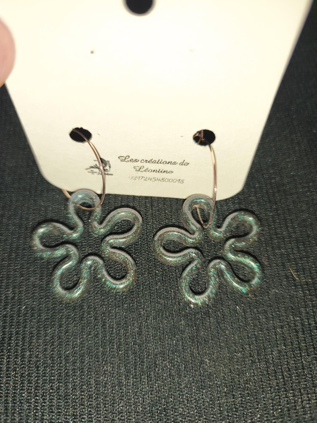 Créoles petite fleurs noir caméléon 