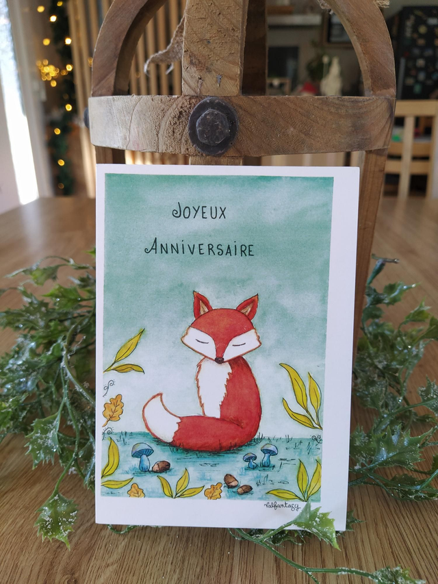 Carte "Renard anniversaire", 10 x 15 cm