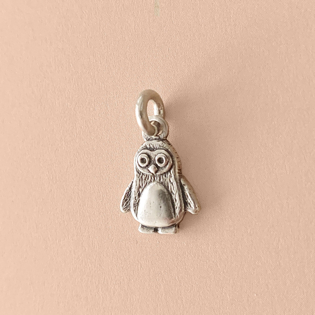 Handmade Penguin Silver Charm  - Sterling Silver Penguin Necklace - Silver Penguin Pendant