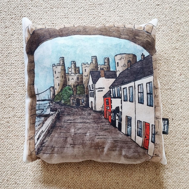 Conwy Quay and Castle cushion cover 