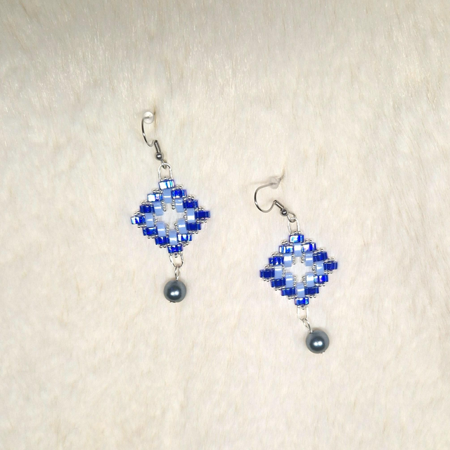 Boucles d'oreilles duo de bleus 