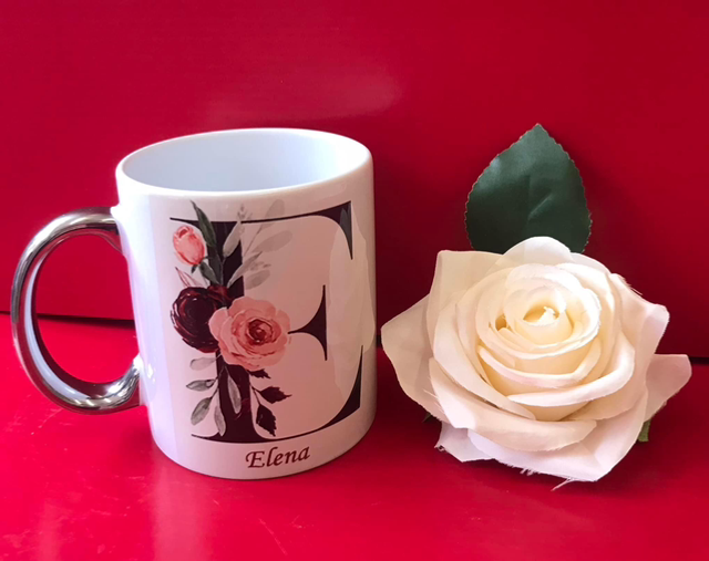 Mugs 11oz Silver Handled Personalised 