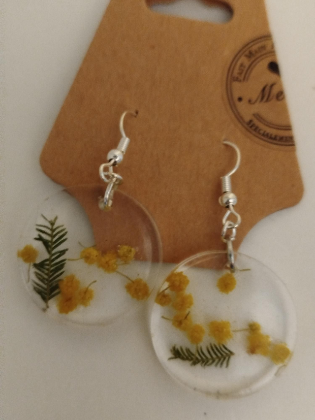 Boucle d'oreille ronde mimosa 