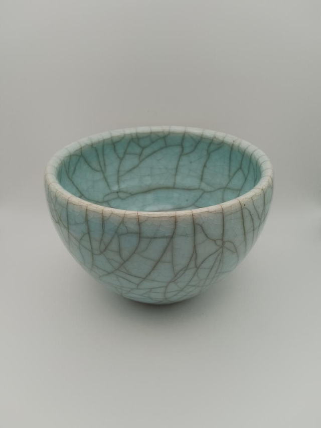 Light Turquoise Raku Fired Bowl 