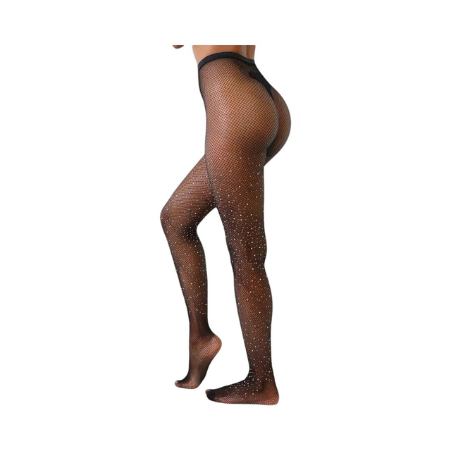 Panty Malla Red Negra con Brillos Talla Única