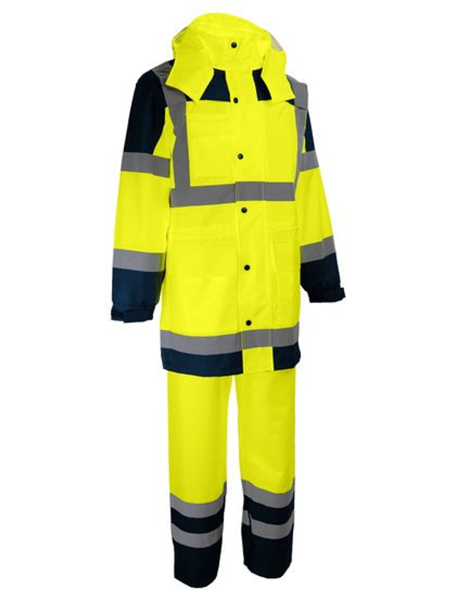 COMPLET DE PLUIE: MANTEAU+PANTALON. POLYESTER ENDUIT PU Type VILA JAUNE 