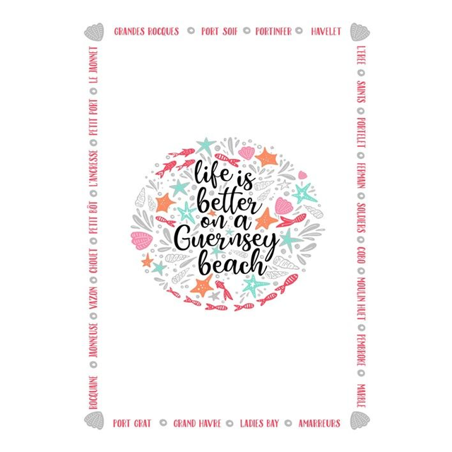 002 TEA TOWEL - LIFE IS BETTER RED TEA TOWEL