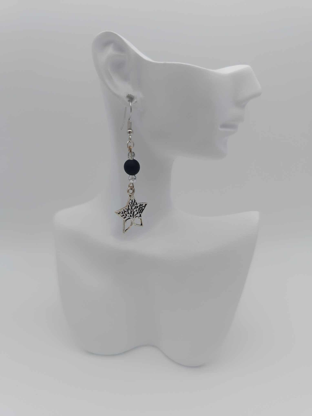 Boucles d&#039;oreilles en métal Arbre de vie et perles Swarovski     