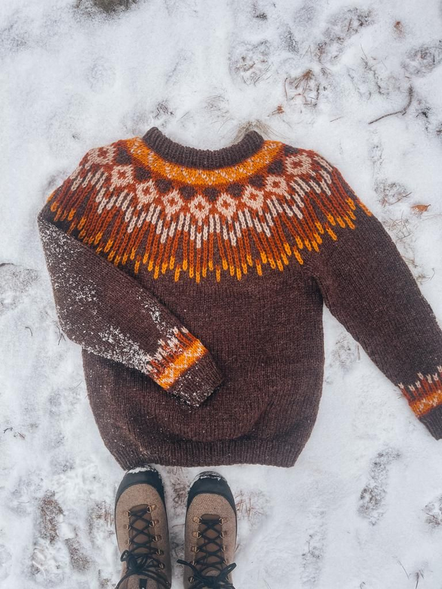 Hopi Polar Sweater Kit - Col 06 (Dark Brown Heather Vams) - Wool &amp; Pattern - Linka Neumann