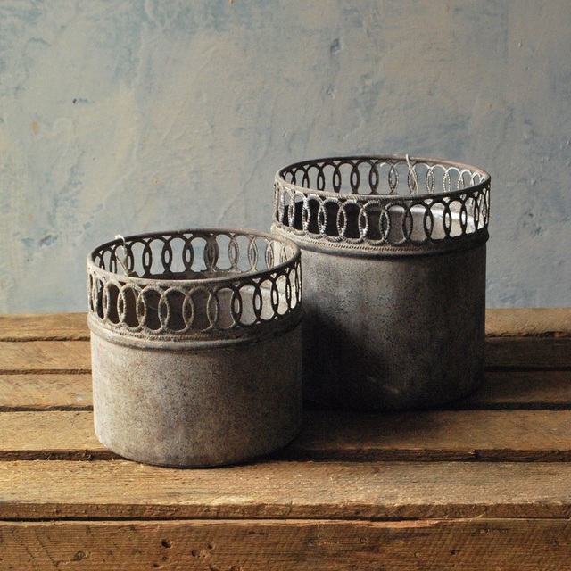 Galvanised Ornate Plant Pots 
