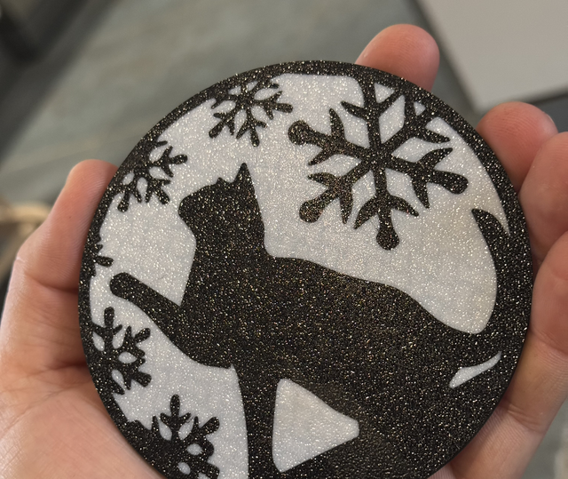 Sous verre chat et flocon