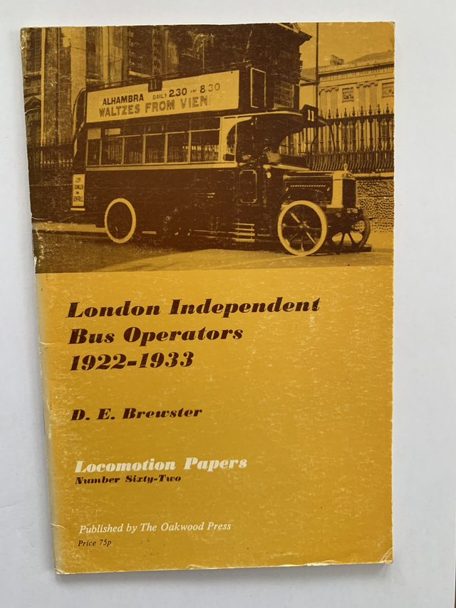 London Independent Bus Operators 1922-1933, Brewster, D. E