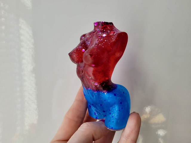 Female Body Ornament - Blue &amp; Red Glitter