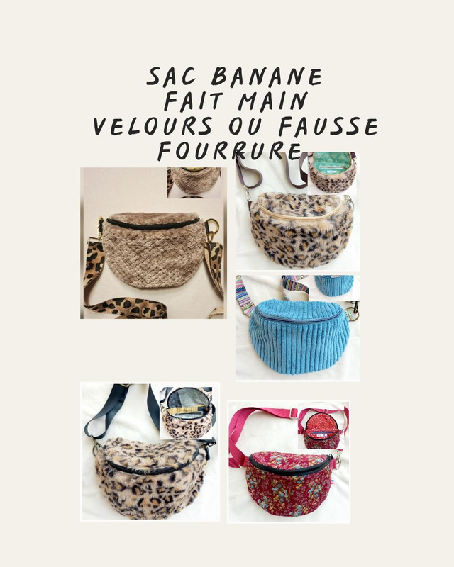 Sac banane fausse fourrure, velours côtelé ou  sherpa mouton fait main