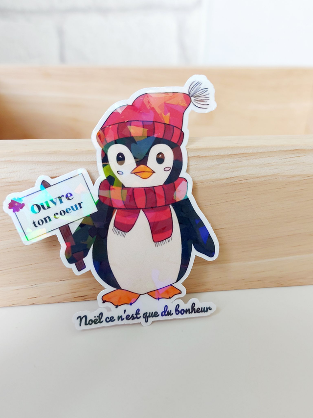 Stickers illustrés de Noël "Ouvre ton coeur"| Autocollants colorés à l’unité 