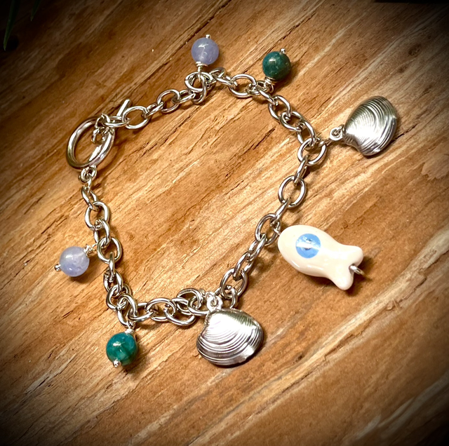 Bracelet Breloque Apatite -Aiguë Marine 