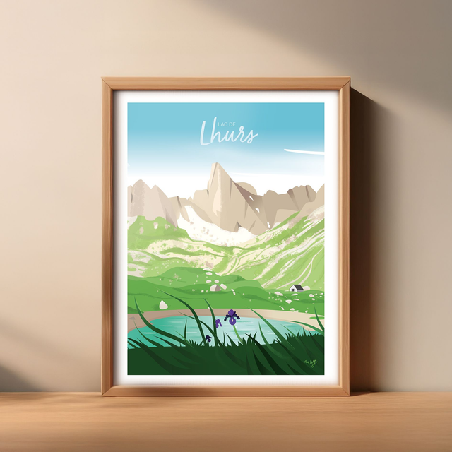 Affiche Lac de Lhurs, Lescun 30x40 