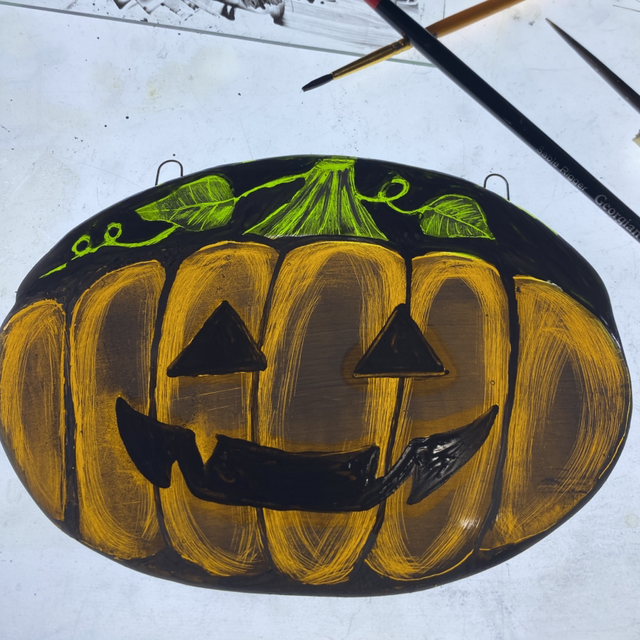 Pumpkin stained glass painting workshop