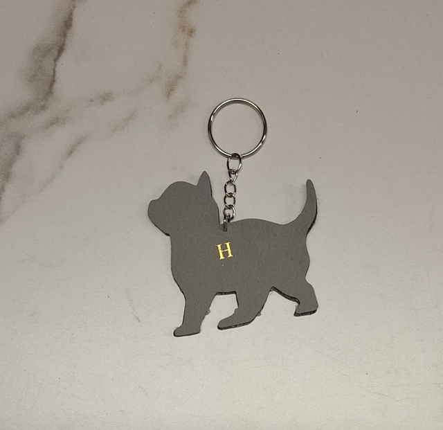 Cat & Dog Leather Keyring