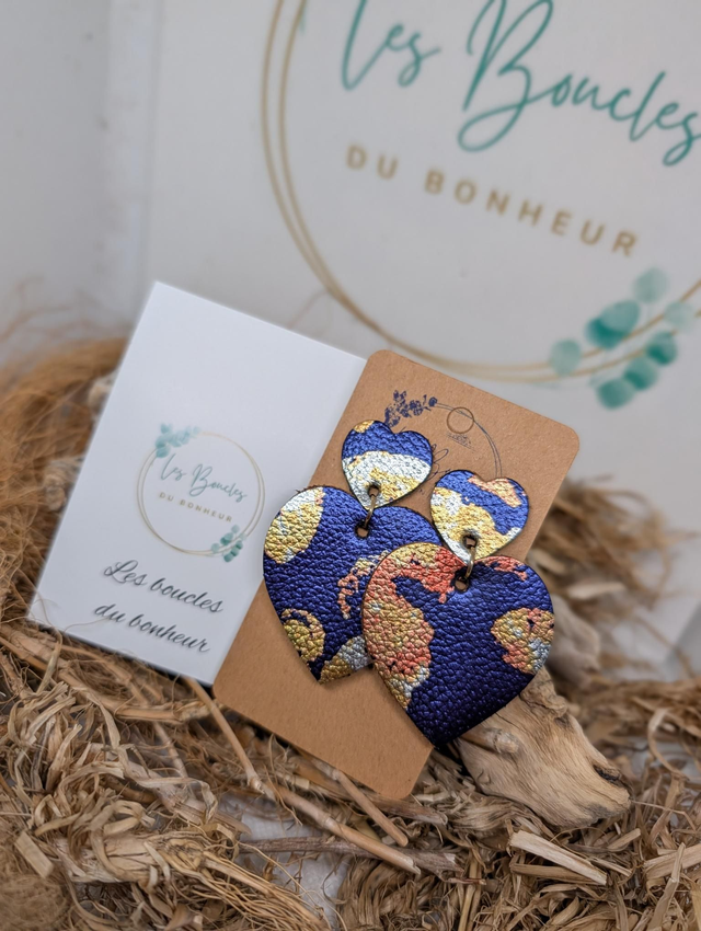 Boucles d'oreilles Louise marine dorée lo063