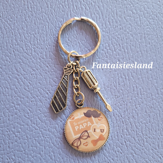 Porte-clés argenté - tu assures Papa