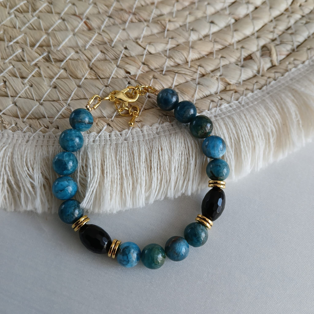 Dames armband Apatiet en Onyx (1.129)