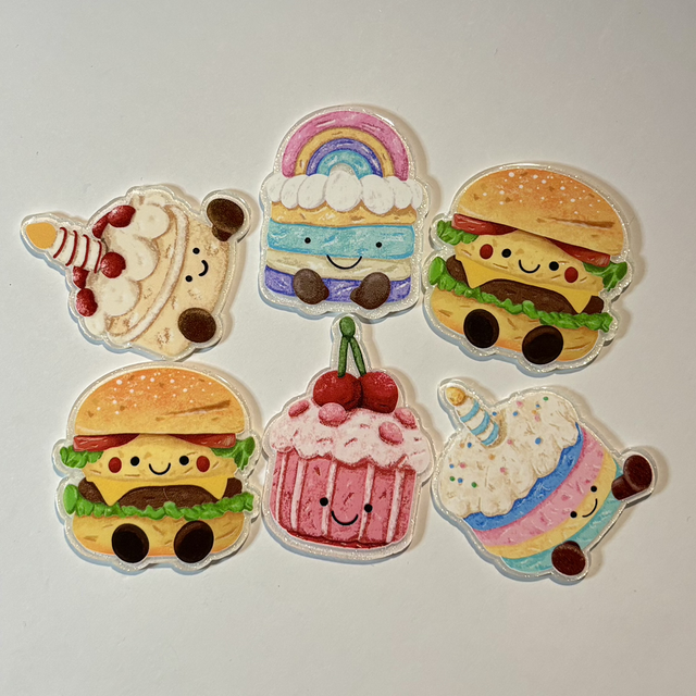 Kawaii Food Character acrylic mix of 6