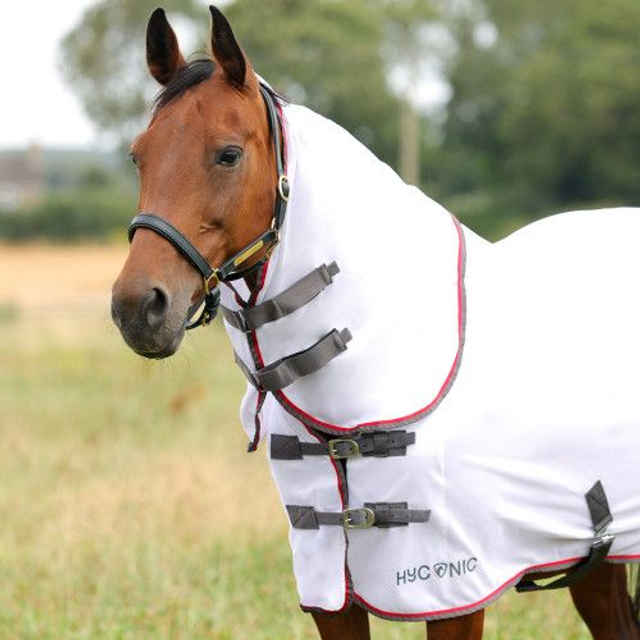 HY Hyconic Detachable Neck Fly Rug - White  4&#039;9