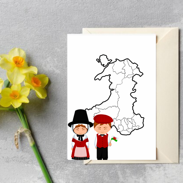 Wales Map and Traditional Dress