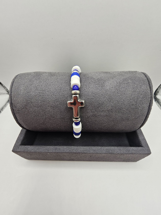 Heishi Clay Bead 'Cross' Bracelet.