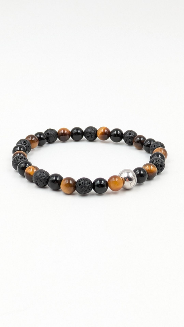 Bracelet Homme Clara Joia Oeil de Tigre Onyx Pierre de Lave